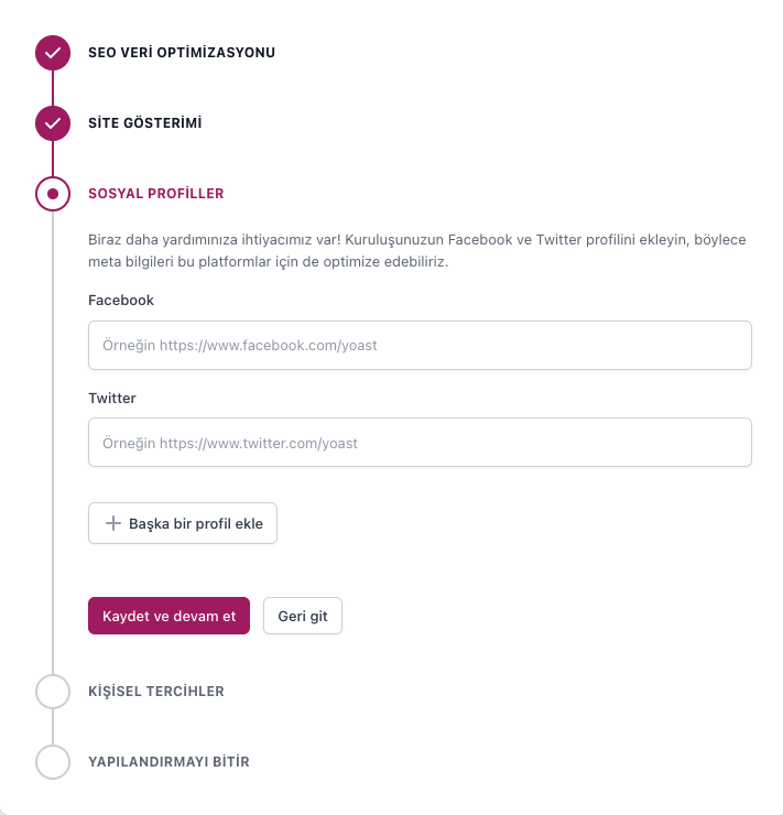 Yoast SEO Sosyal Medya Profilleri