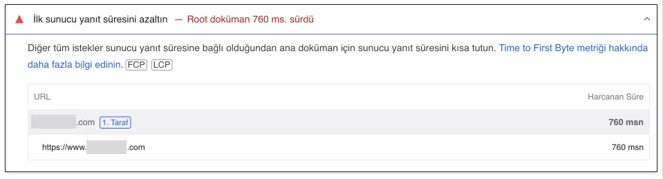 İlk Sunucu Yanıt Süresi TTFB optimizasyonu